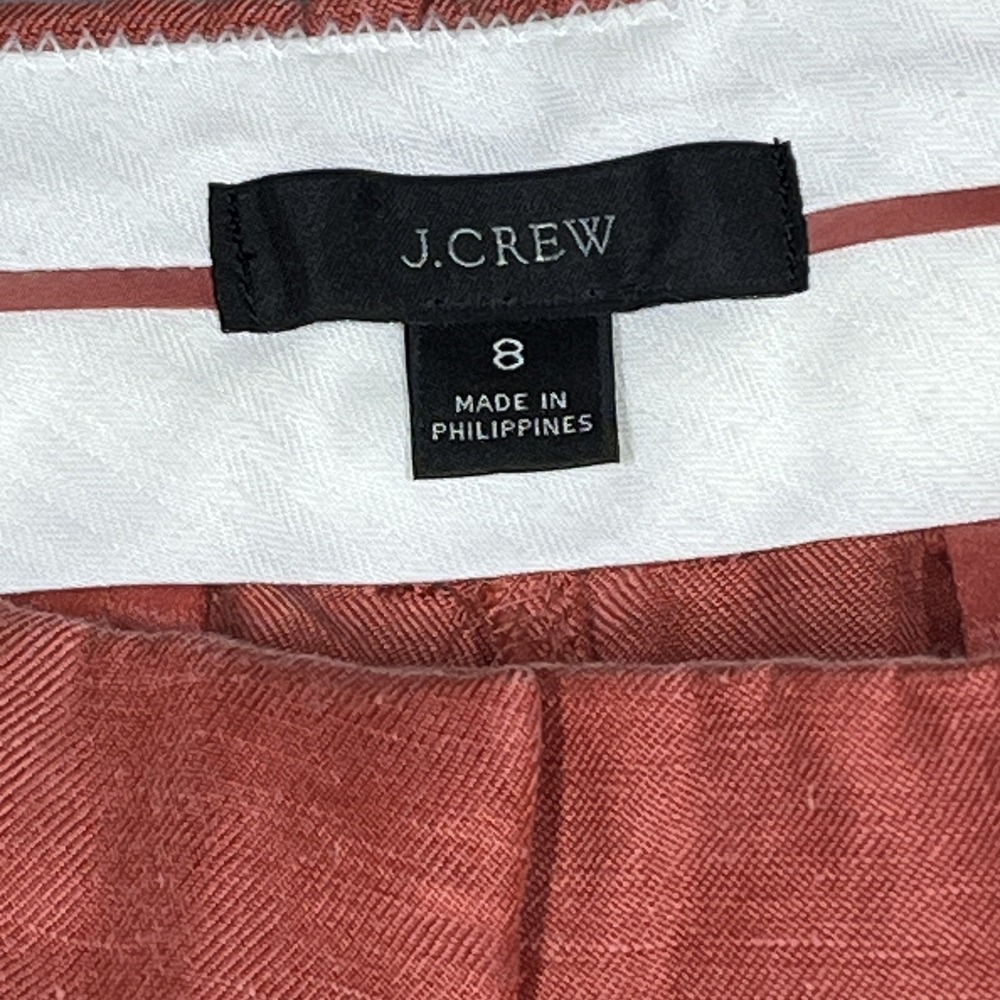 J.Crew Womens Rust Orange Linen Cupro Blend Pleated Wide Leg Pants Size 8 - Picture 3 of 11